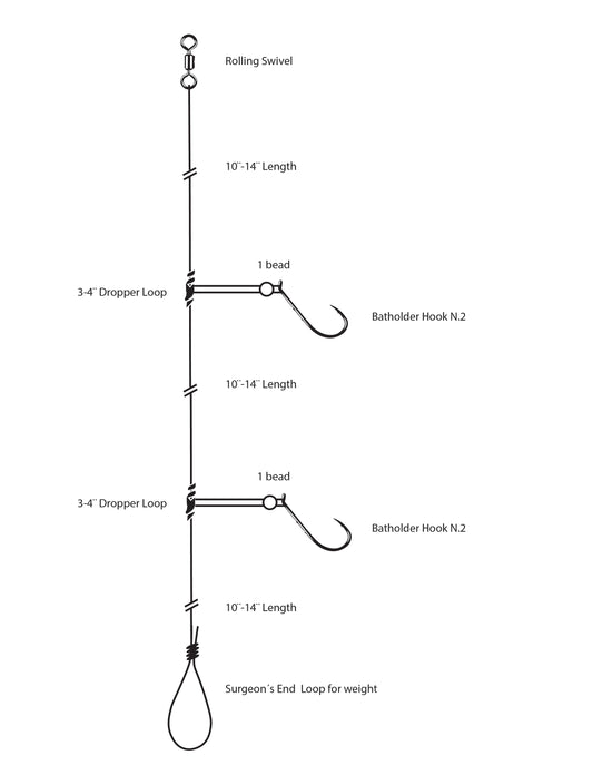 Hi-Lo Porgy Rig - #2 Baitholder Hooks